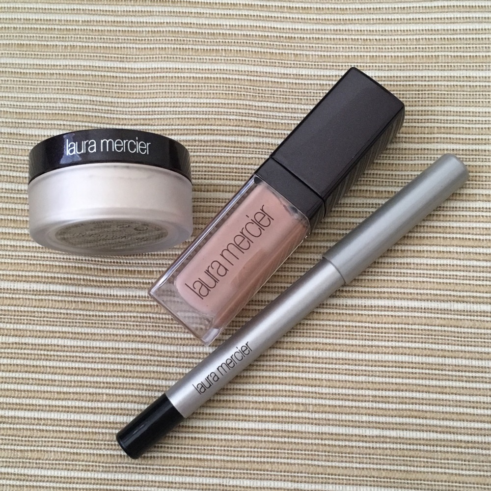 Laura Mercier 3-pc Makeup Set: Loose Setting Powder, Lip Glacé and Eye Pencil